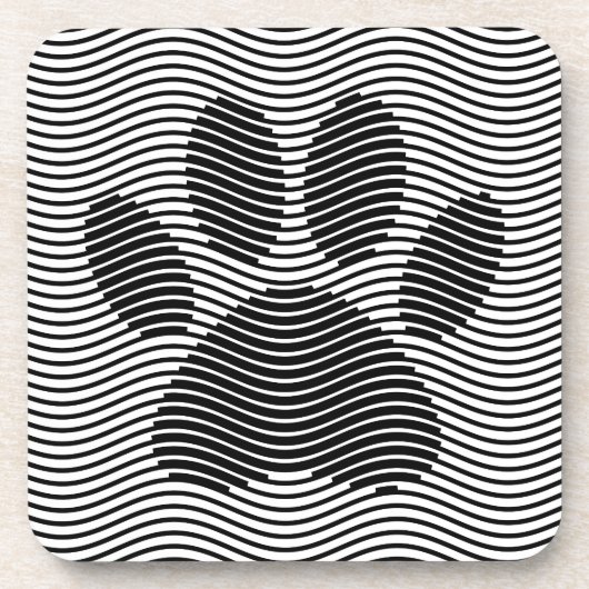 Dog Paw-afdrukken op zwarte en witte golven Drankjes Onderzetter (Voorkant)