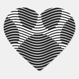 Dog Paw-afdrukken op zwarte en witte golven Hart Sticker