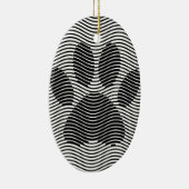 Dog Paw-afdrukken op zwarte en witte golven Keramisch Ornament (Rechts)