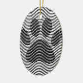 Dog Paw-afdrukken op zwarte en witte golven Keramisch Ornament (Links)