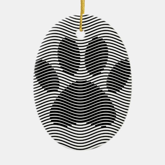 Dog Paw-afdrukken op zwarte en witte golven Keramisch Ornament (Voorkant)