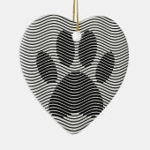 Dog Paw-afdrukken op zwarte en witte golven Keramisch Ornament (Rechts)