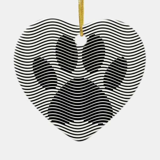 Dog Paw-afdrukken op zwarte en witte golven Keramisch Ornament (Voorkant)