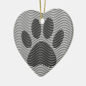 Dog Paw-afdrukken op zwarte en witte golven Keramisch Ornament (Links)