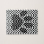 Dog Paw-afdrukken op zwarte en witte golven Legpuzzel (Horizontaal)