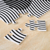 Dog Paw-afdrukken op zwarte en witte golven Legpuzzel (Zijkant)