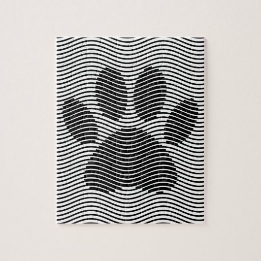 Dog Paw-afdrukken op zwarte en witte golven Legpuzzel (Verticaal)