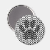 Dog Paw-afdrukken op zwarte en witte golven Magneet (Voorkant / Achterkant)