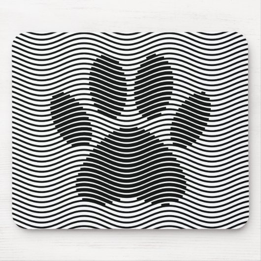 Dog Paw-afdrukken op zwarte en witte golven Muismat (Voorkant)