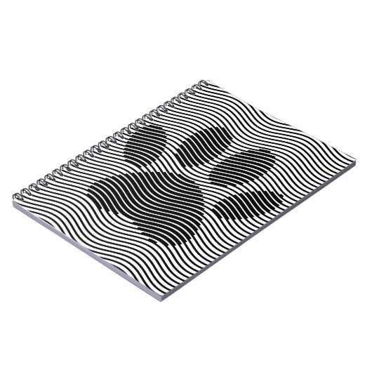 Dog Paw-afdrukken op zwarte en witte golven Notitieboek (Linkerzijde)