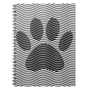 Dog Paw-afdrukken op zwarte en witte golven Notitieboek