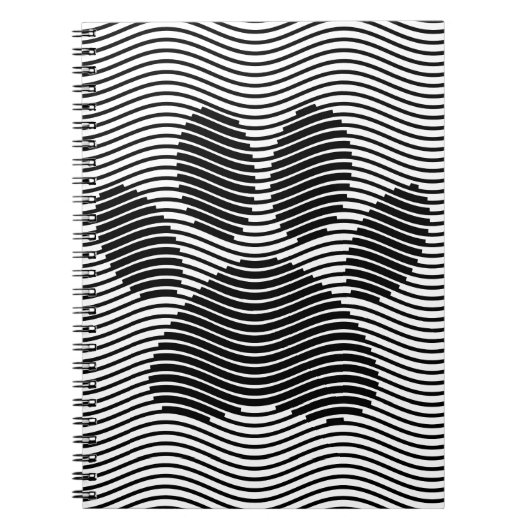 Dog Paw-afdrukken op zwarte en witte golven Notitieboek (Voorkant)