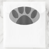 Dog Paw-afdrukken op zwarte en witte golven Ovale Sticker (Tas)