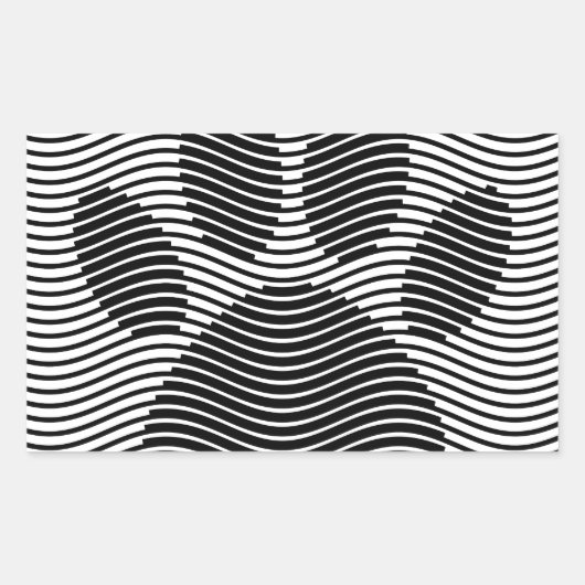 Dog Paw-afdrukken op zwarte en witte golven Rechthoekige Sticker (Voorkant)