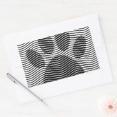 Dog Paw-afdrukken op zwarte en witte golven Rechthoekige Sticker (Envelop)