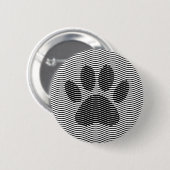 Dog Paw-afdrukken op zwarte en witte golven Ronde Button 5,7 Cm (Voorkant /achterkant)