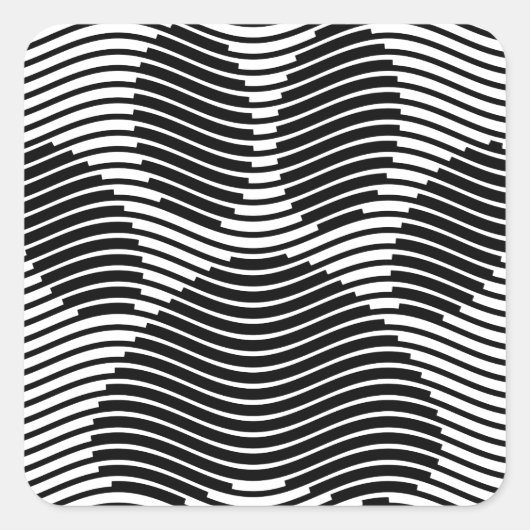 Dog Paw-afdrukken op zwarte en witte golven Vierkante Sticker (Voorkant)