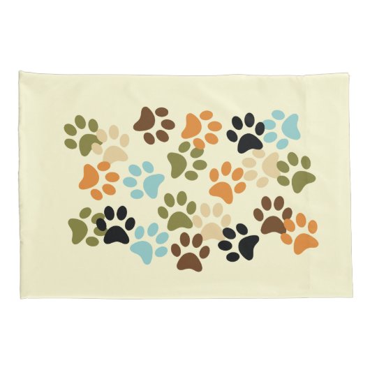 Dog paw afdrukpatroon kussensloop (Achterkant-Rechts)