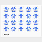 Dog Paw and Bone Blue Waterverf Dank u Ronde Sticker (Vel)