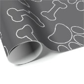 Dog Paw And Bones Drawing Pattern Custom Dark Gray Cadeaupapier (Rol Hoek)