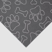 Dog Paw And Bones Drawing Pattern Custom Dark Gray Tissuepapier (Detail)