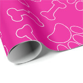 Dog Paw And Bones Drawing Pattern Custom Hot Pink Cadeaupapier (Rol Hoek)