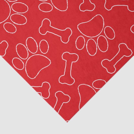 Dog Paw And Bones Drawing Pattern Custom Red Tissuepapier (Detail)