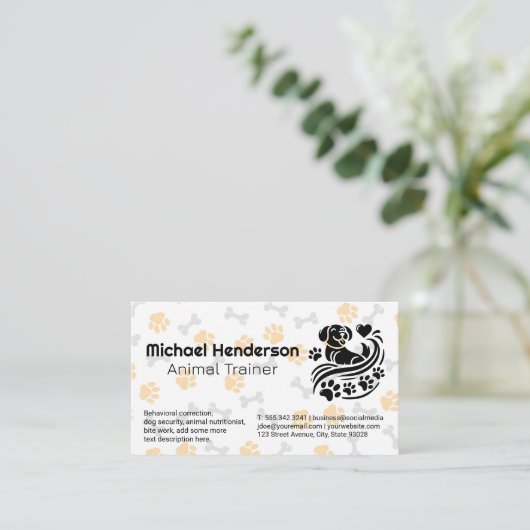 Dog Paw and Doggie Bone Patterns | Pet Store Visitekaartje (Staand voorkant)