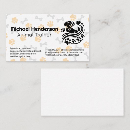 Dog Paw and Doggie Bone Patterns | Pet Store Visitekaartje (Voorkant / Achterkant)