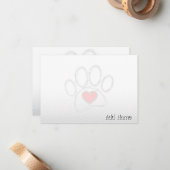 Dog Paw and Heart Blank All Occasion Custom Name Notitiekaartje (Voorkant / Achterkant in situ)