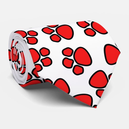 Dog Paw Black en Red Stropdas (Opgerold)