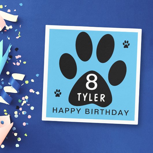 Dog Paw Blue kinderen Birthday Party Servet