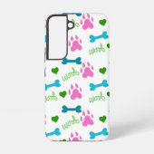 Dog Paw Botten Hearts Woof Pattern Pink Samsung Galaxy Hoesje (Achterkant)