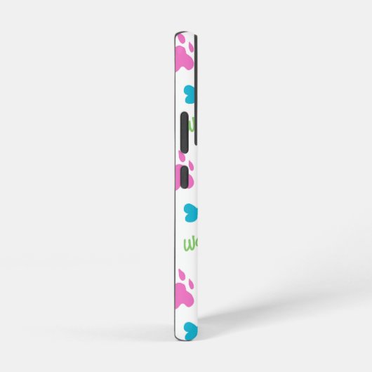 Dog Paw Botten Hearts Woof Pattern Pink Samsung Galaxy Hoesje (Rechterkant)