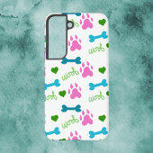 Dog Paw Botten Hearts Woof Pattern Pink Samsung Galaxy Hoesje