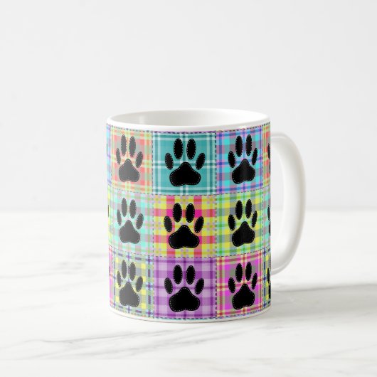 Dog Paw Cartoon Pattern Quilt Coffee Mok (Voorkant rechts)