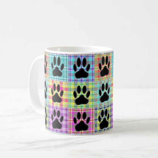 Dog Paw Cartoon Pattern Quilt Coffee Mok (Voorkant links)
