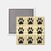 Dog Paw Cartoon Pattern Quilt in Sepia Magneet (Voorkant / Achterkant)