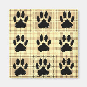 Dog Paw Cartoon Pattern Quilt in Sepia Magneet