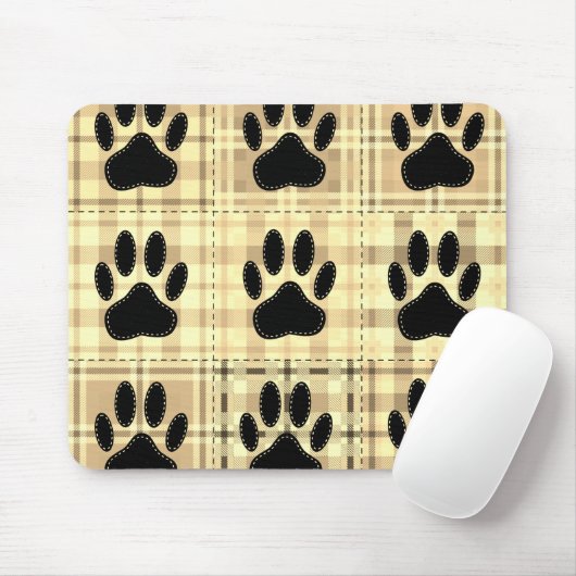 Dog Paw Cartoon Pattern Quilt in Sepia Muismat (Met muis)