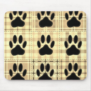 Dog Paw Cartoon Pattern Quilt in Sepia Muismat