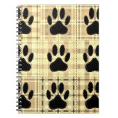 Dog Paw Cartoon Pattern Quilt in Sepia Notitieboek (Voorkant)
