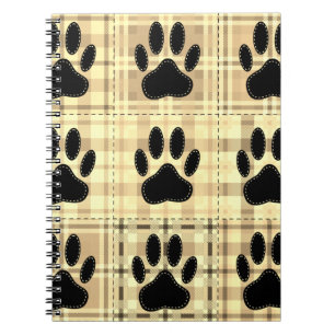 Dog Paw Cartoon Pattern Quilt in Sepia Notitieboek