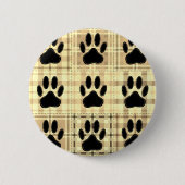 Dog Paw Cartoon Pattern Quilt in Sepia Ronde Button 5,7 Cm (Voorkant)
