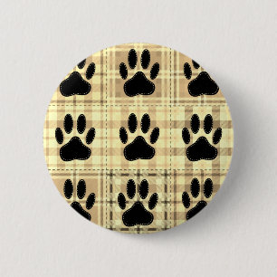 Dog Paw Cartoon Pattern Quilt in Sepia Ronde Button 5,7 Cm