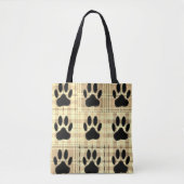 Dog Paw Cartoon Pattern Quilt in Sepia Tote Bag (Voorkant)