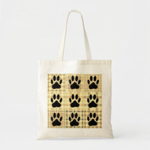 Dog Paw Cartoon Pattern Quilt in Sepia Tote Bag