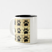 Dog Paw Cartoon Pattern Quilt in Sepia Tweekleurige Koffiemok (Voorkant links)