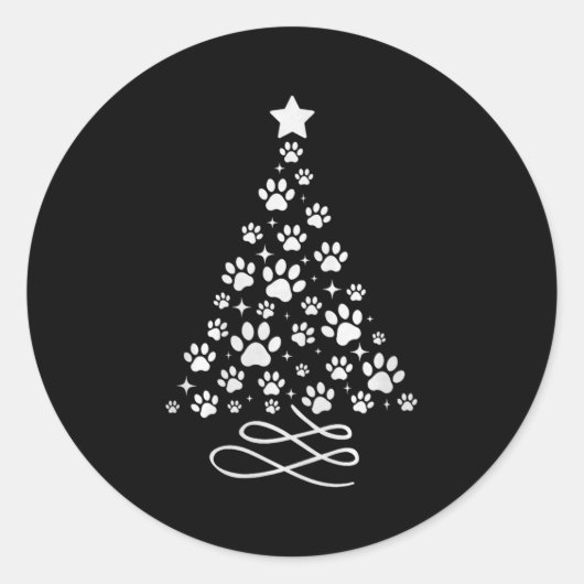 Dog Paw Christmas Tree Pajamas Holiday Dog Family  Ronde Sticker (Voorkant)