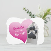 Dog Paw, Cute with Pink Hearts Valentijns Flat at Feestdagenkaart (Staand voorkant)